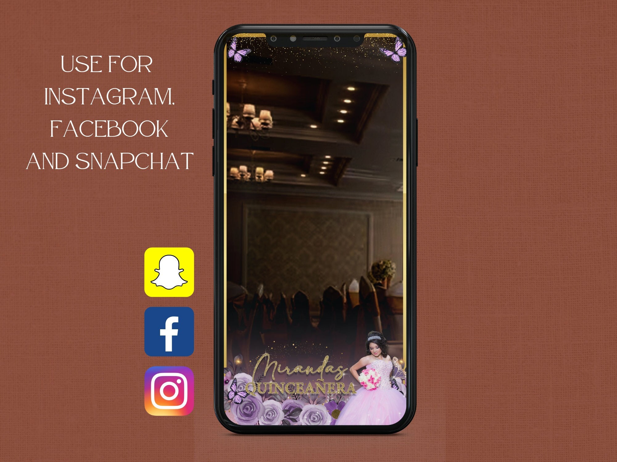 Quinceanera Filter, Lavender, Purple Instagram Filter, Facebook Filter, Snapchat, Quince Anos, Birthday Filter, 15th Birthday, Mis 15 Anos