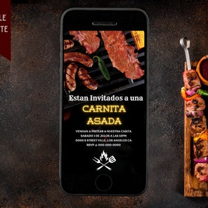 Carne Asada Invitation, Invitation Para Carne Asada, Carnita Asada, Animated Invitation, Editable Template, BBQ, Text Invite