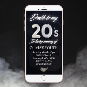 Death to my  20s Birthday Invitation, Rip  20s, 30th Birthday, Party, Invite, Decorations, Invitations, Canva Editable Template, Invitations