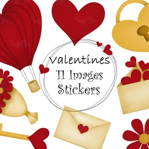 Love Theme Stickers, pegatinas digitales de descarga instantánea, pegatinas imprimibles, PNG clipart digital, Bullet Journal, Planner