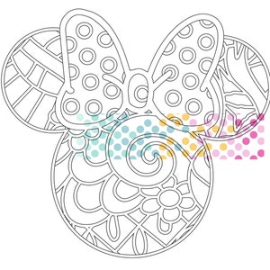 Minnie Mouse - PDF Zentangle Printable Coloring Page