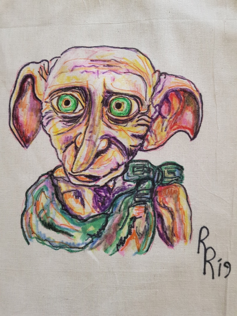 Original Artwork Canvas Tote Bag Dobby Harry Potter Series