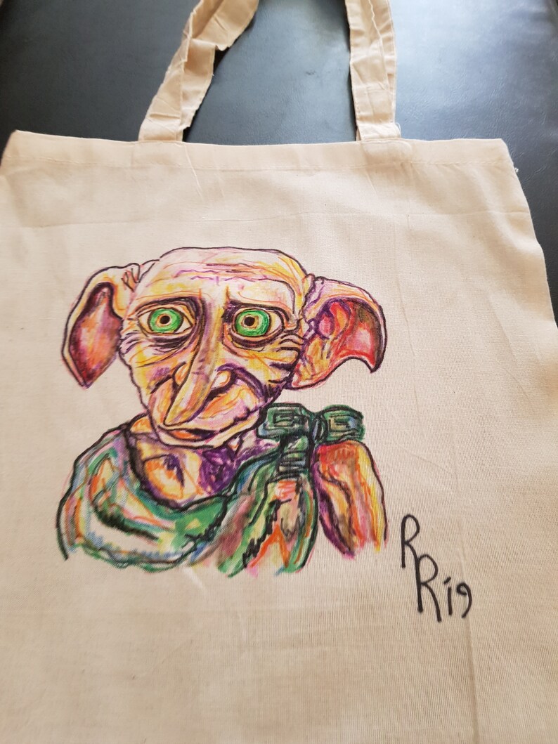 Original Artwork Canvas Tote Bag Dobby Harry Potter Series
