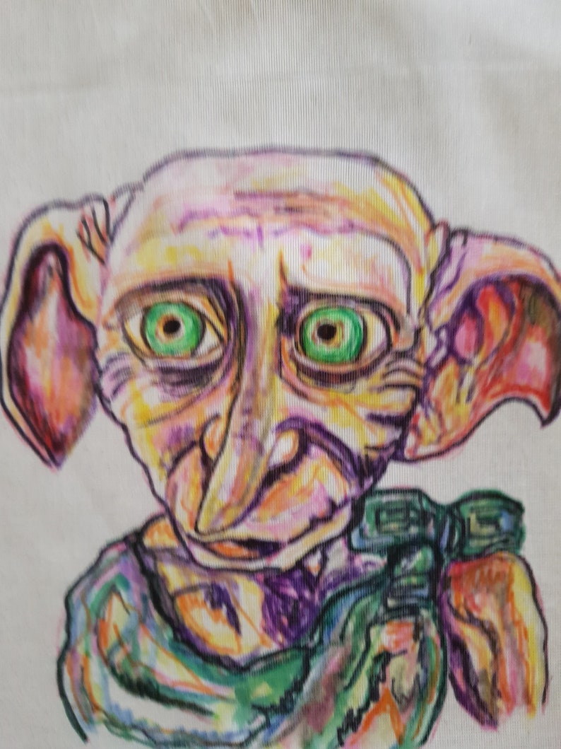 Original Artwork Canvas Tote Bag Dobby Harry Potter Series