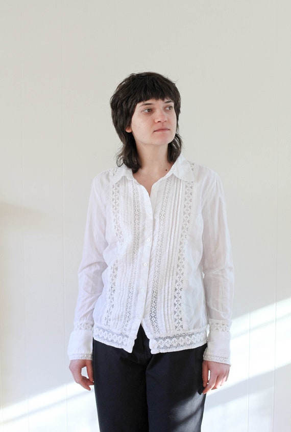 Vintage White Cotton Blouse
