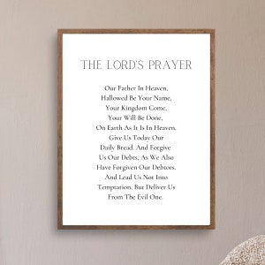 The Lord&#39;s Prayer Print, God, Christian Home Decor, Baptism Gift, Christian Decor, Bible Verse Print, instant download, Christian Prayer
