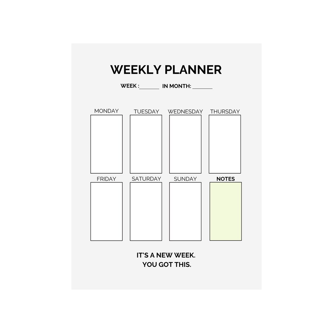 Printable Weekly Planner, Weekly Planner, Printable Planner, Week at A ...