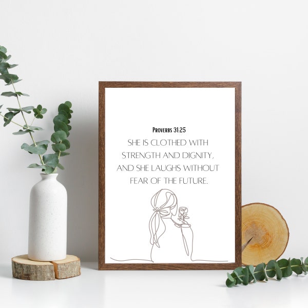 Proverbes 31 Woman Print, Bible Verse Wall Art, Inspirational Print, Digital Download, Baby Shower, Bible Verse Wall Art, téléchargement immédiat,