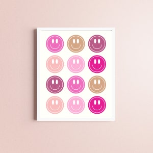Smiley Face Wall Decor, Groovy Decor, Smiley Face Printable, Digital Download, Trendy Wall Art, Kids Decor, Trendy Happy Face Print.