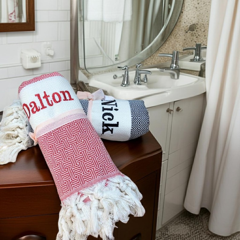 Personalized Gift Towel, Custom Name Turkish Towel, Bridesmaid Gift image 11