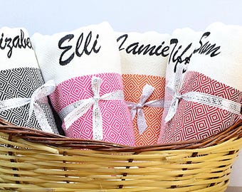 Personalized Turkish Cotton Towel, Embroidered Name, Bridesmaid Gift