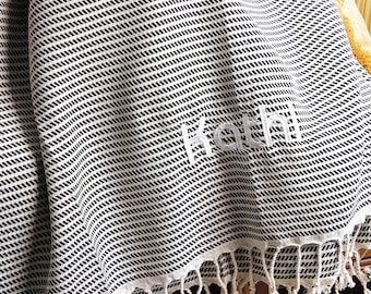 Personalized Turkish Cotton Hand Towel, Embroidered Gift