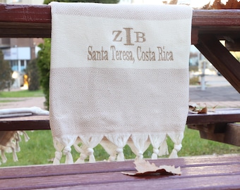 Personalized Turkish Beach Towel, Embroidered Name, Bridesmaid Gift