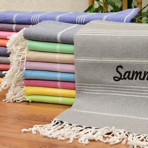 Personalized Turkish Beach Towel Wedding Gifts Bachelorette Etsy