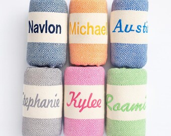 Embroidered Turkish Cotton Beach Towel: Personalized Bridesmaid Gift