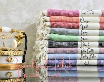 Personalized Turkish Beach Towel, Bachelorette Party Favor, Bridesmaid Gifts