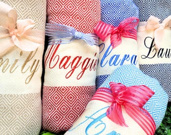Personalized Embroidered Turkish Cotton Beach Towel: Bachelorette Gift