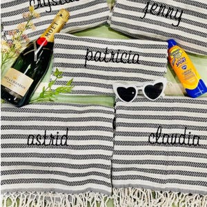 Personalized Black Turkish Hand Towel: Embroidered Cotton Gift (18x36)