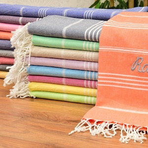 Toalla de playa de algodón turco personalizada, bordada, regalo de boda (70 x 40)