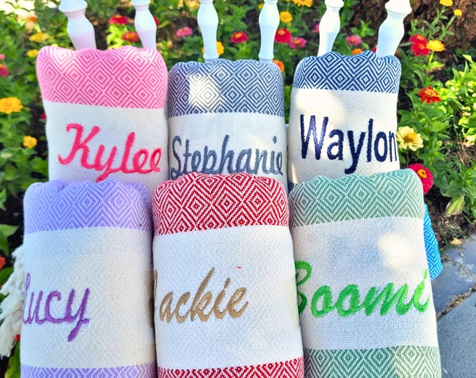Custom Embroidered Gym Towel, Personalized Turkish Cotton Fitness Gift