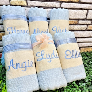 Personalized Turkish Towel, Bridesmaid Gift, Custom Bachelorette Party Favor, Monogrammed Wedding Gift, Beach Spa Towel, Cotton Gift for Her