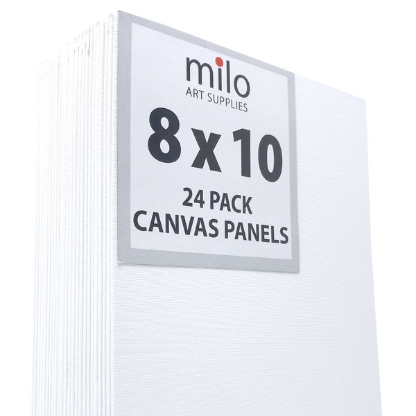 Milo | 8 x 10" 24 Pack of Canvas Panels | Bulk Pack 24 Canvas Panel Boards for Painting