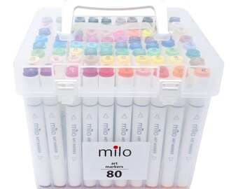 MILO  24 Art Marker Set Dual Tip Alcohol Based Brush Chisel Markers – Milo  Art Supplies