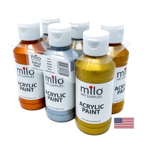 Milo Metallic Acrylic Paint Set of 6 Colors | 4 oz Bottles | Made in The USA