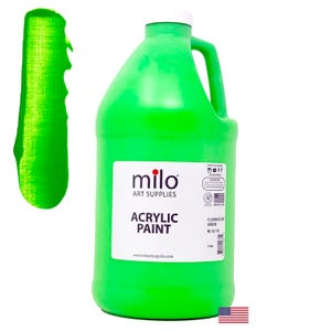 Neon Green Acrylic Paint: 64 oz Fluorescent UV Glow, Non-Toxic
