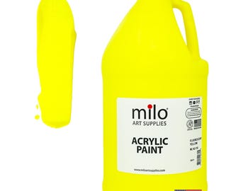 Neon Yellow Acrylic Paint: 64 oz UV Reactive, Non-Toxic, Made in USA
