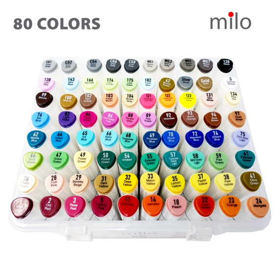 MILO 80 Art Marker Set Dual Tip Artist Markers Bullet Tip and