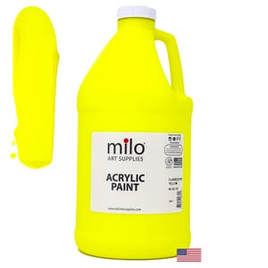 Neon Yellow Acrylic Paint: 64 oz UV Reactive, Non-Toxic, Made in USA