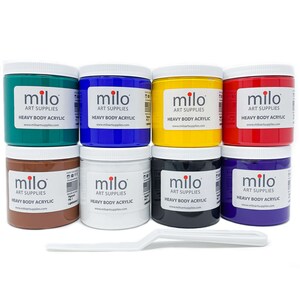 Heavy Body Acrylic Paint Set: 8 Colors + Palette Knife