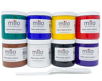 Heavy Body Acrylic Paint Set: 8 Colors + Palette Knife