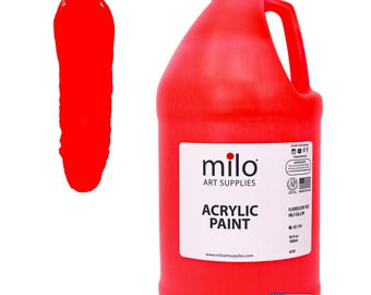 Neon Red Acrylic Paint: 64 oz Fluorescent UV Glow, Non-Toxic