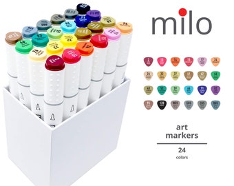 MILO 24 Art Marker Set Dual Tip Artist Markers Brush Tip and