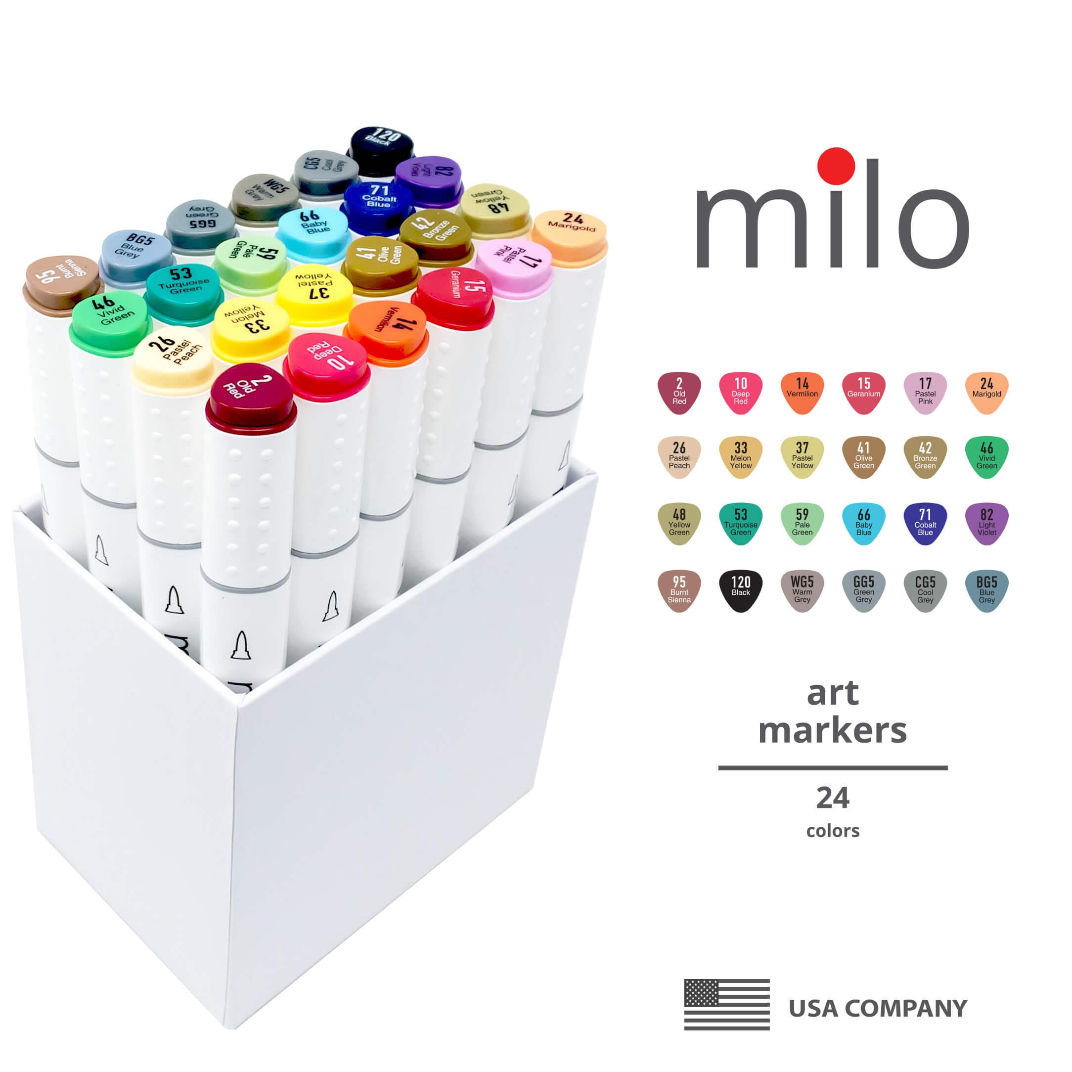 MILO 24 Art Marker Set Dual Tip Artist Markers Brush Tip and Etsy