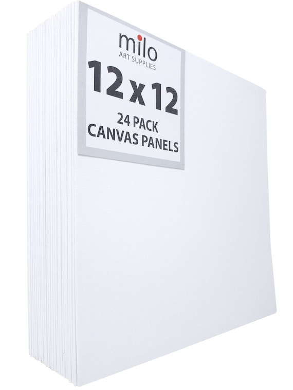 Milo Canvas Panel Boards for Painting | 12x12 Inches | 24 Pack of Flat Canvas Panels Primed & Ready to Paint Art Supplies for Acrylic Oil Mixed