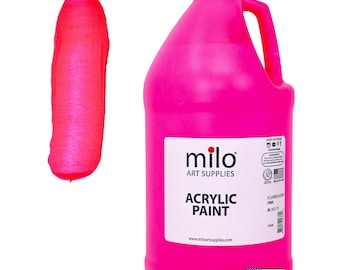 Neon Pink Acrylic Paint: 64 oz Fluorescent UV Glow, Non-Toxic