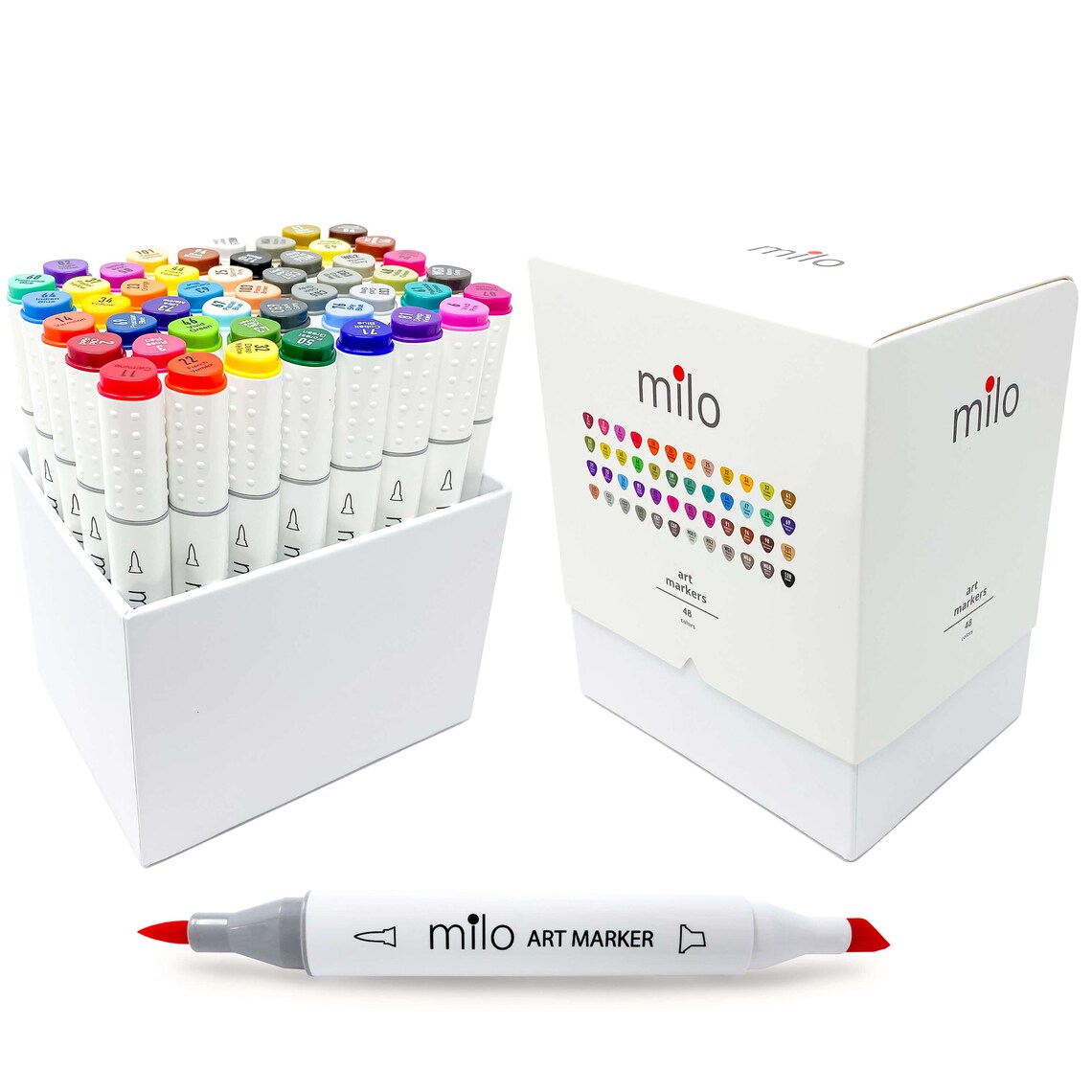 MILO 48 Art Marker Set Dual Tip Artist Markers Brush Tip and Etsy