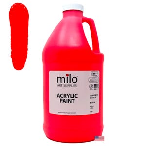 Neon Red Acrylic Paint: 64 oz Fluorescent UV Glow, Non-Toxic