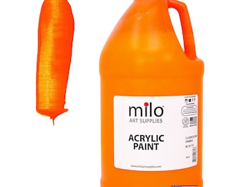 Neon Orange Acrylic Paint: 64 oz UV Reactive, Non-Toxic, Made in USA
