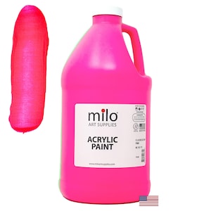 Neon Pink Acrylic Paint: 64 oz Fluorescent UV Glow, Non-Toxic