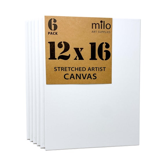 FIXSMITH Stretched White Blank Canvas- 8x8 Inch,Bulk Pack of 12,Primed,100% Cotton,5/8 inch Profile of Super Value Pack for Acrylics,Oils & Other