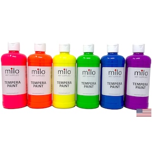 Milo Fluorescent Tempera Paint 16 oz Bottles Set of 6