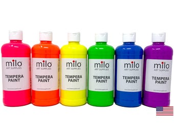 Milo Fluorescent Tempera Paint 16 oz Bottles Set of 6