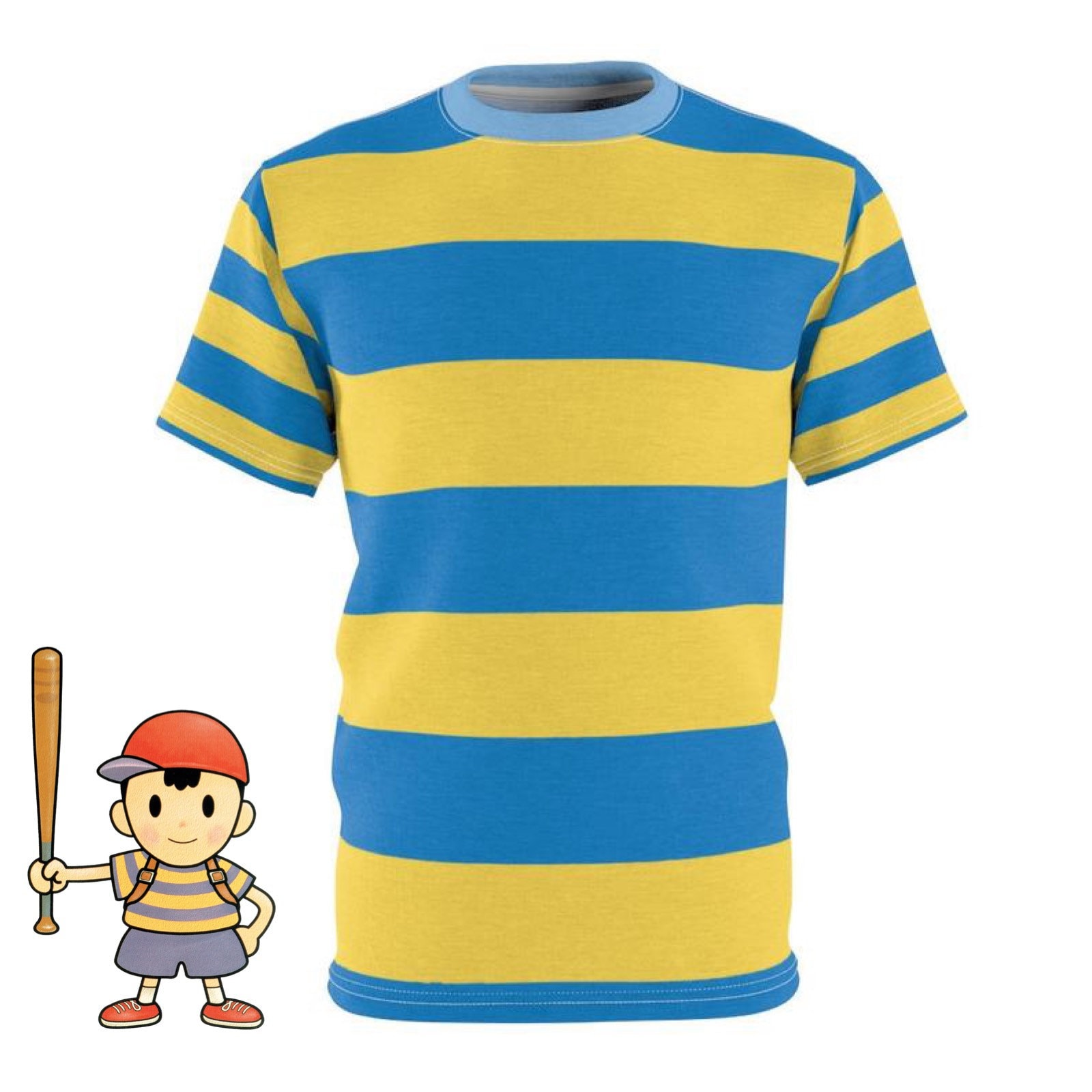 Best Classic Earthbound Ness Stripes Mother Ii Super Smash Bros Cosplay Unisex Aop Cut Sew Tee