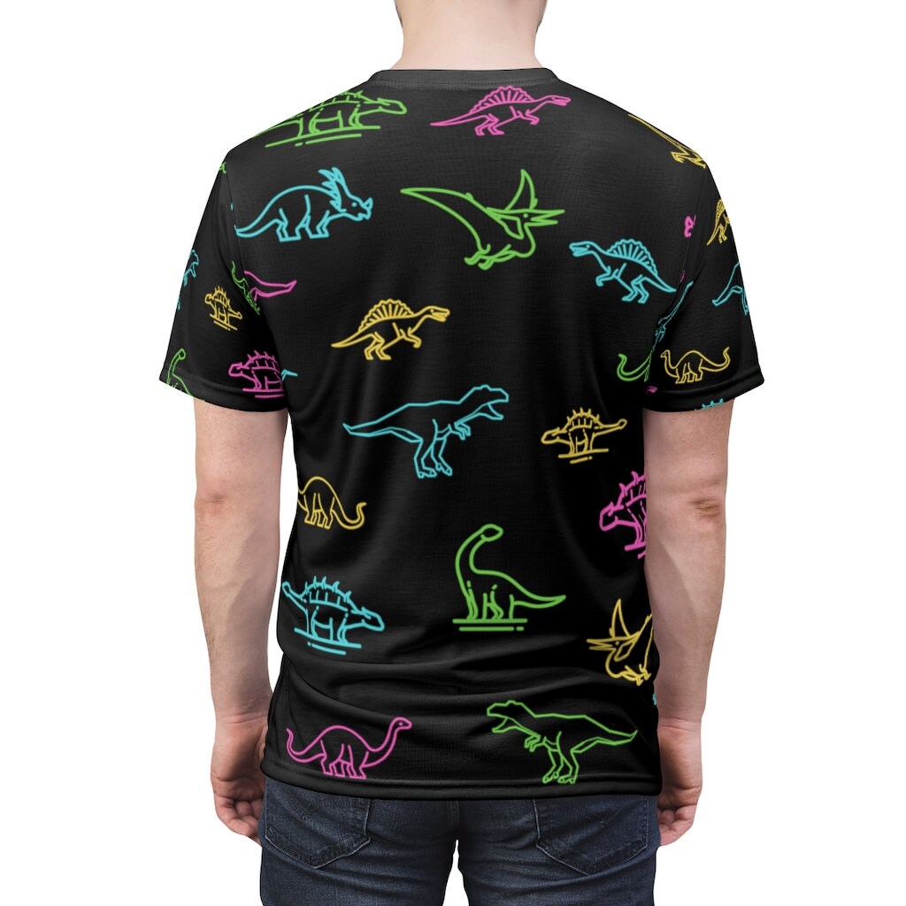 Rave Dinosaur Shirt Retro Neon Dinosaurs Tshirt Unisex Etsy