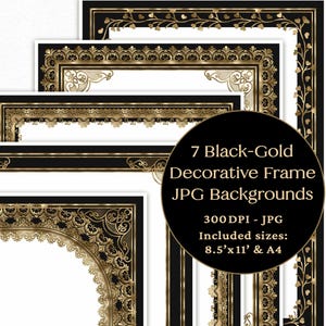 Diseños elegantes con bordes negros y dorados para certificados e invitaciones, fondos decorativos para marcos, papeles comerciales imprimibles de lujo en dorado y negro