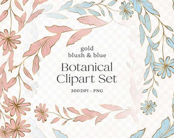 Botanical Frame Clipart Set: Rustic Floral Wreaths & Borders (Digital Download)